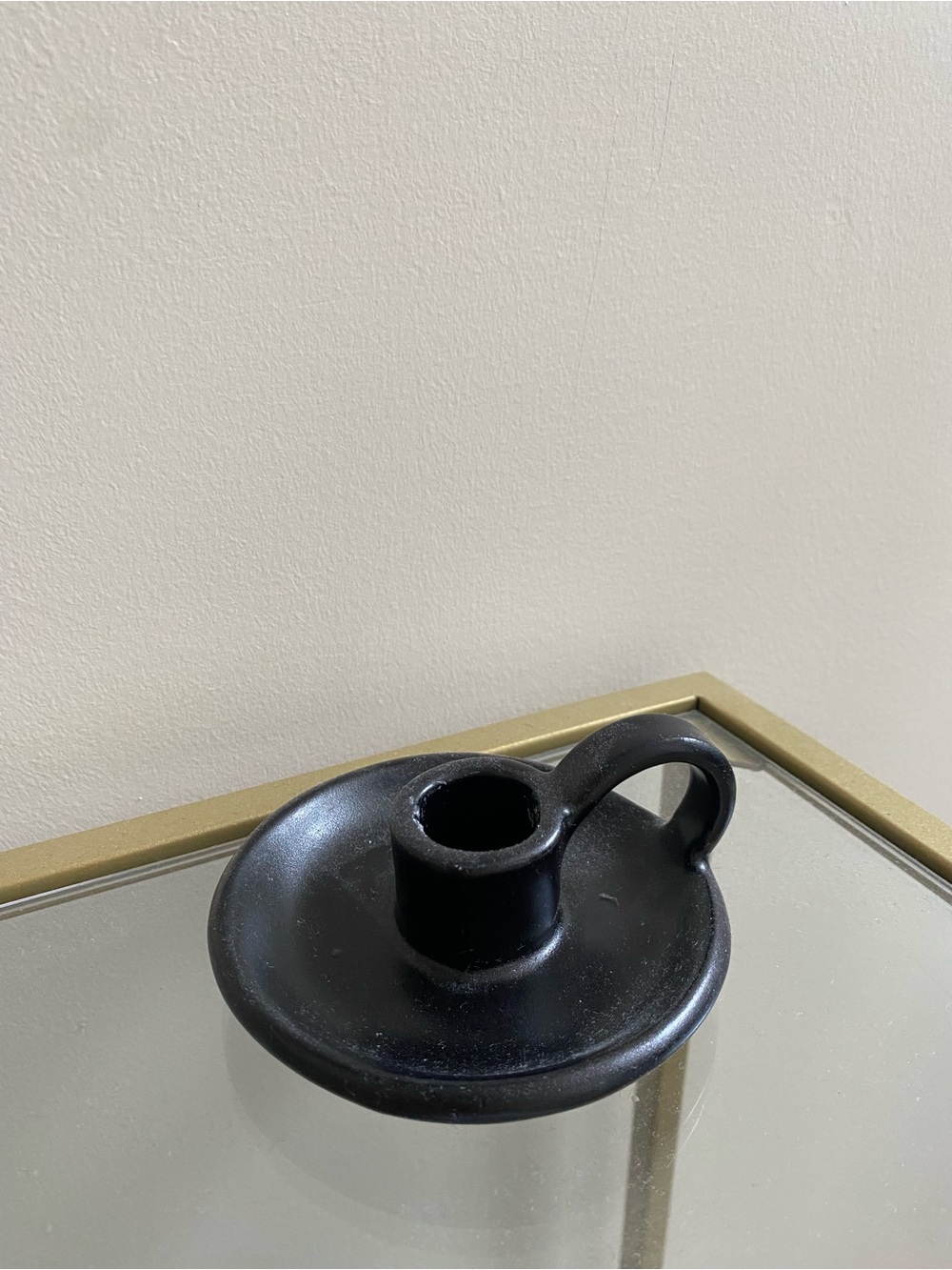Black Handmade Ceramic Chamberstick Candle Holder